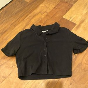 Aritzia Cropped, ribbed polo tee